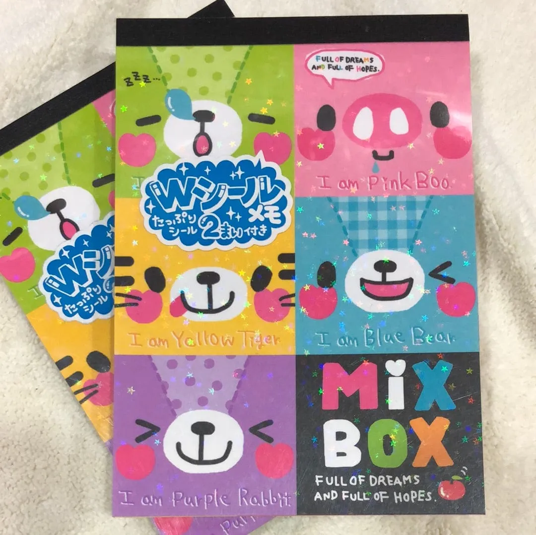 Animal Mix Box Double Memo with TWO Sticker Sheets