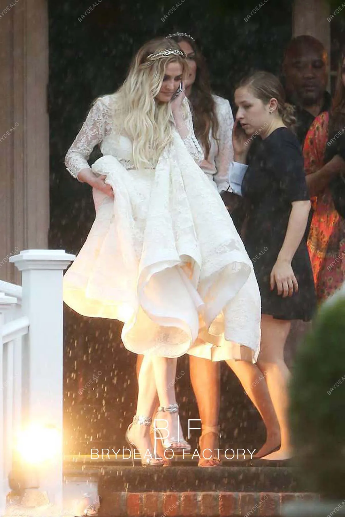 Ashlee Simpson High-low Boho Lace Two-piece Destination Wedding Dress