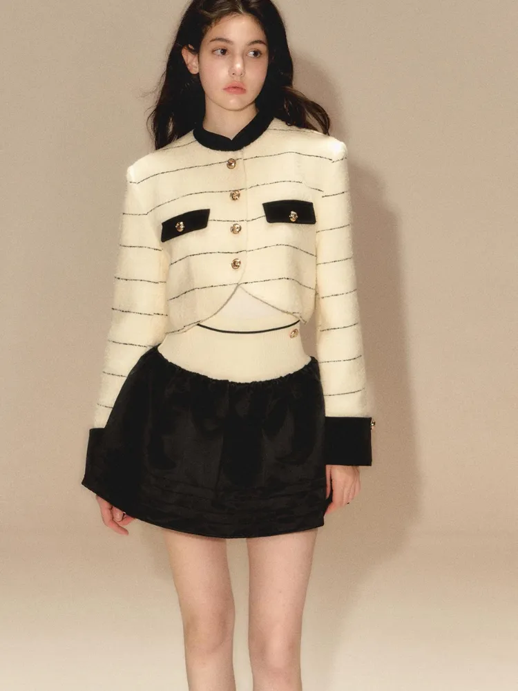 Autumn short jacket   puffy skirt【s0000003460】