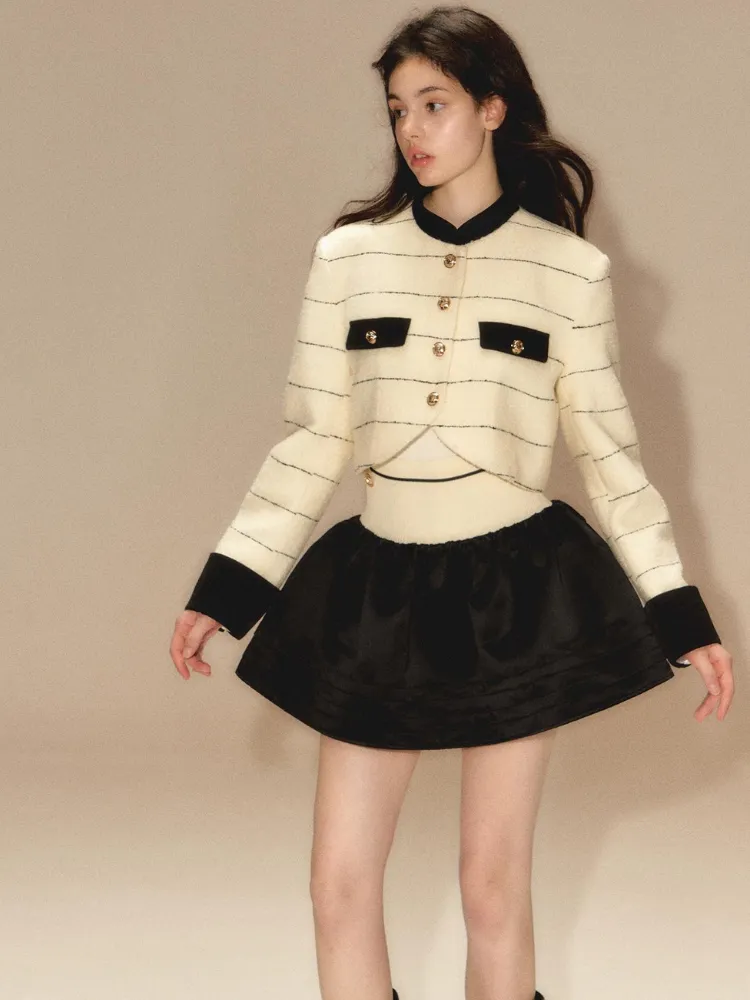 Autumn short jacket   puffy skirt【s0000003460】