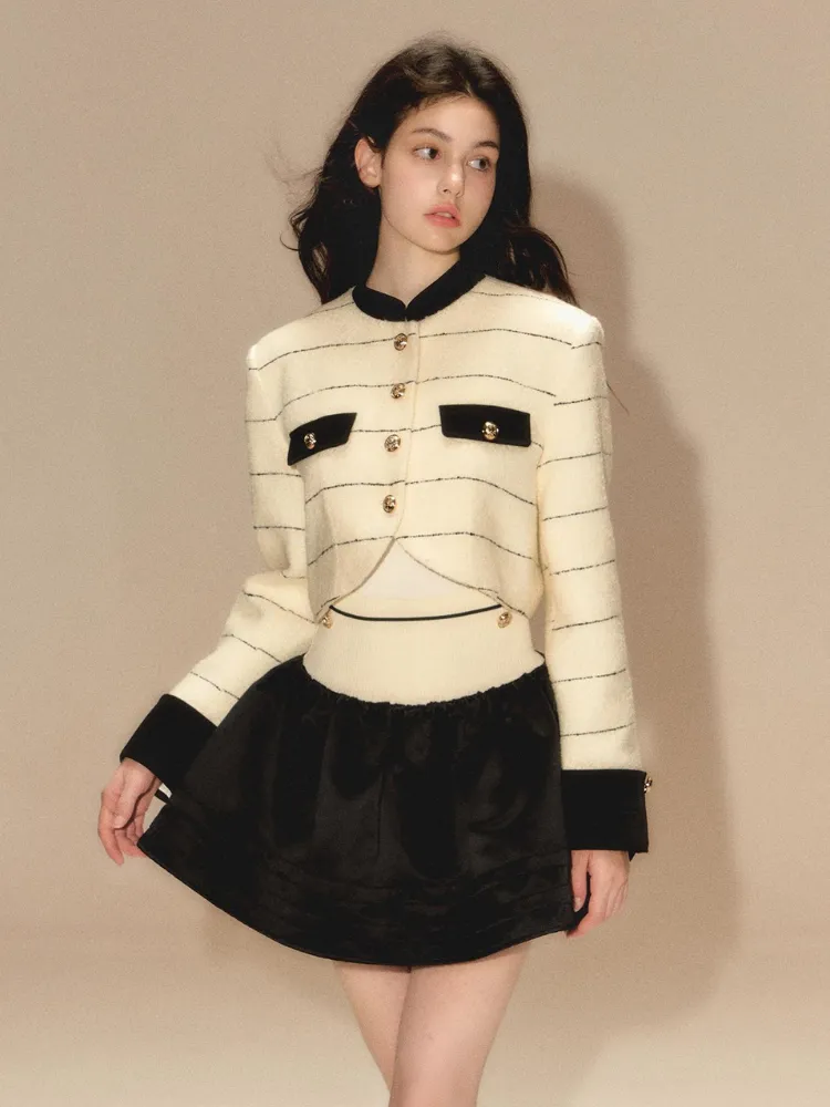 Autumn short jacket   puffy skirt【s0000003460】