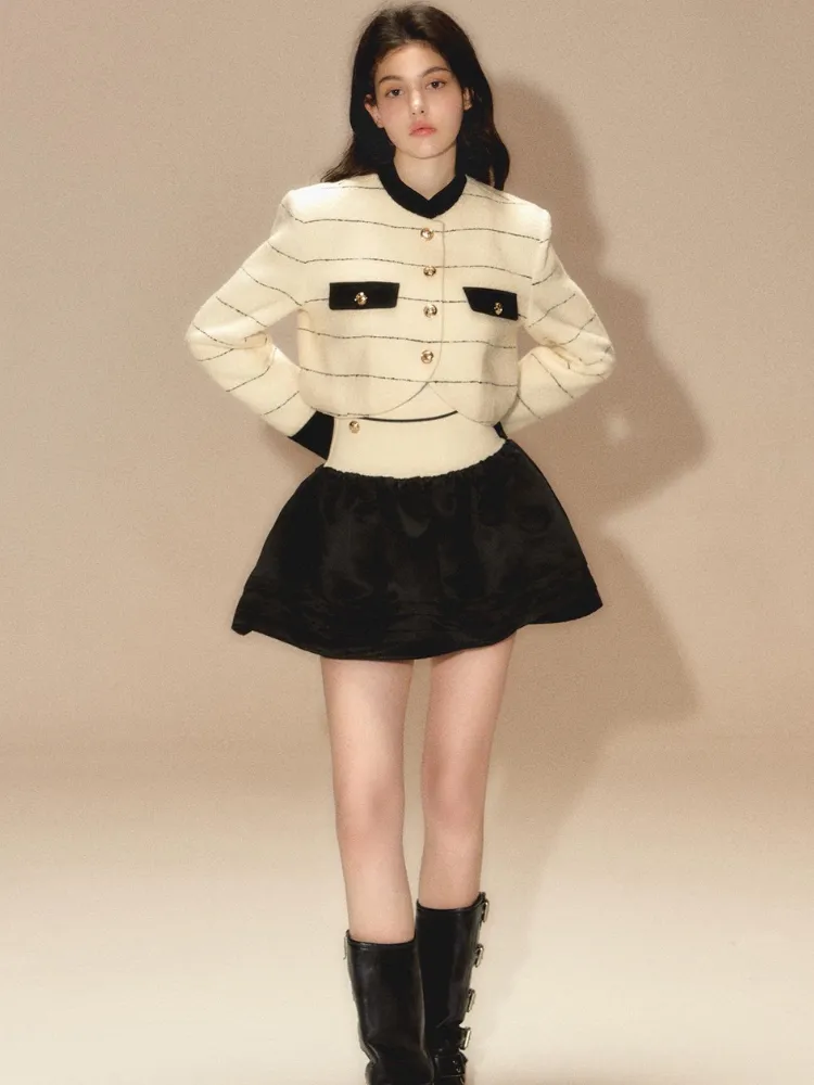 Autumn short jacket   puffy skirt【s0000003460】