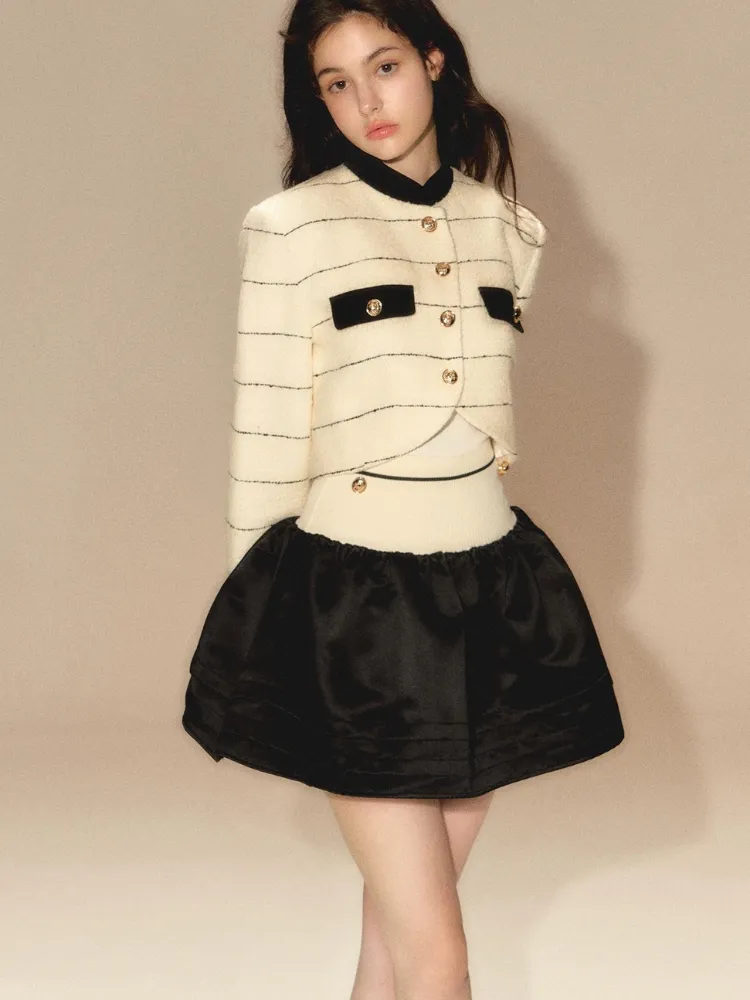 Autumn short jacket   puffy skirt【s0000003460】