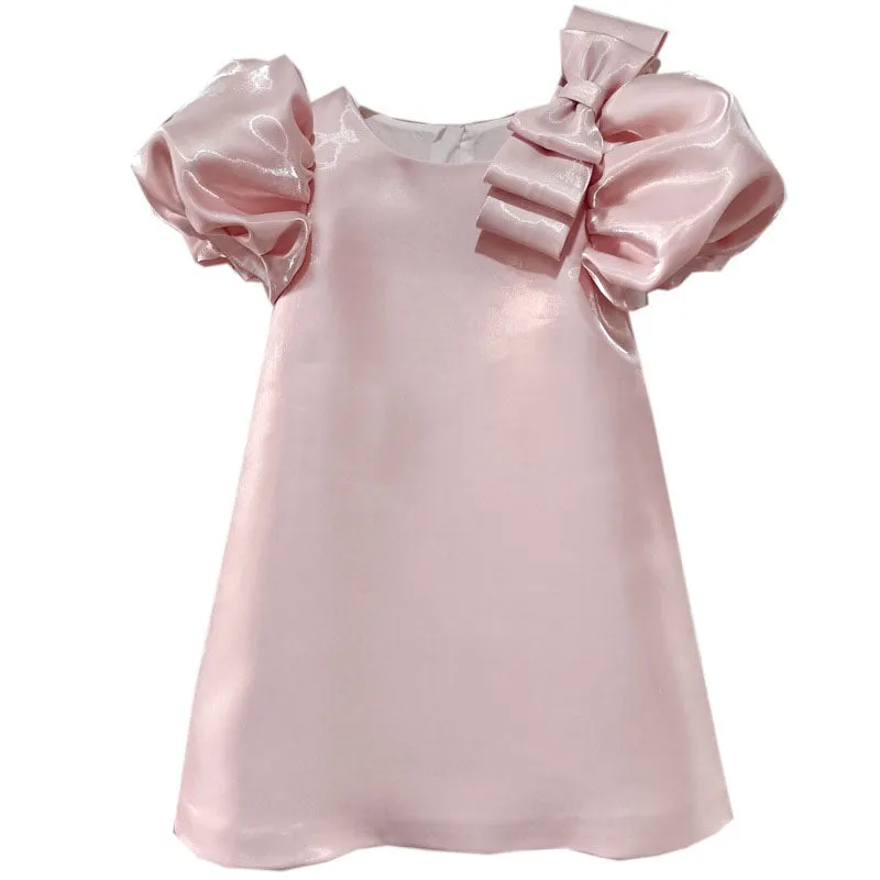 Baby Girl Pink Puffy Sleeve Birthday Party Princess Dress