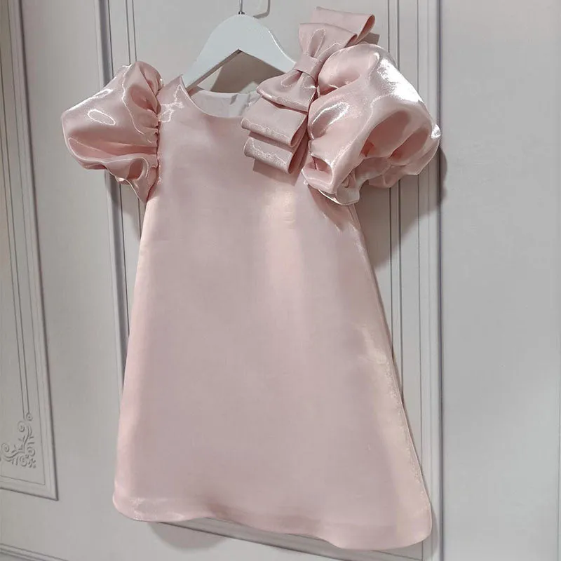 Baby Girl Pink Puffy Sleeve Birthday Party Princess Dress