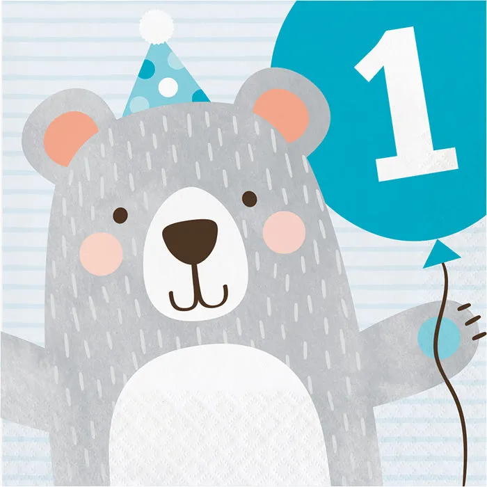 Birthday Bear Party 1st Birthday Napkins (16/Pkg)