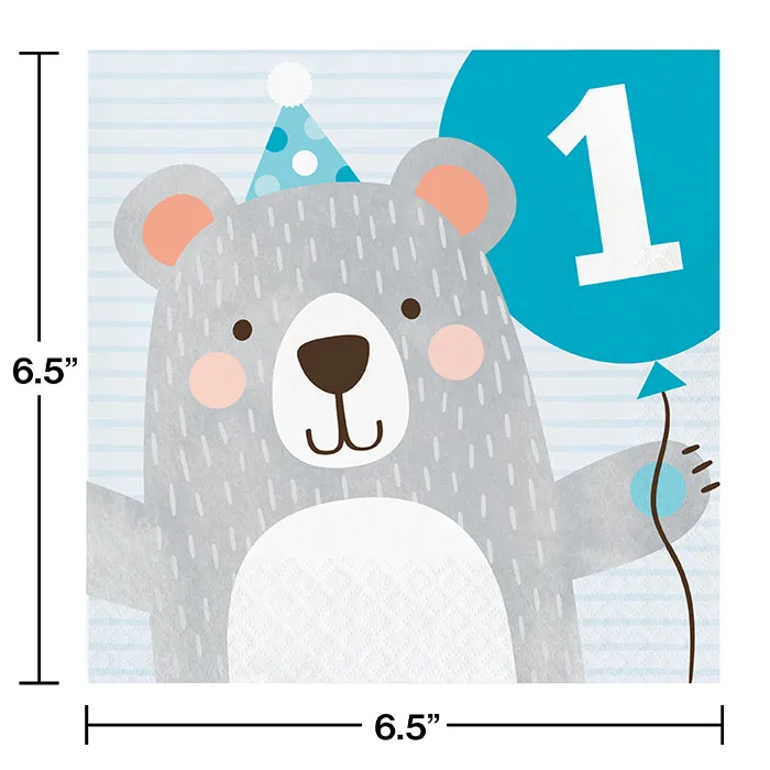 Birthday Bear Party 1st Birthday Napkins (16/Pkg)