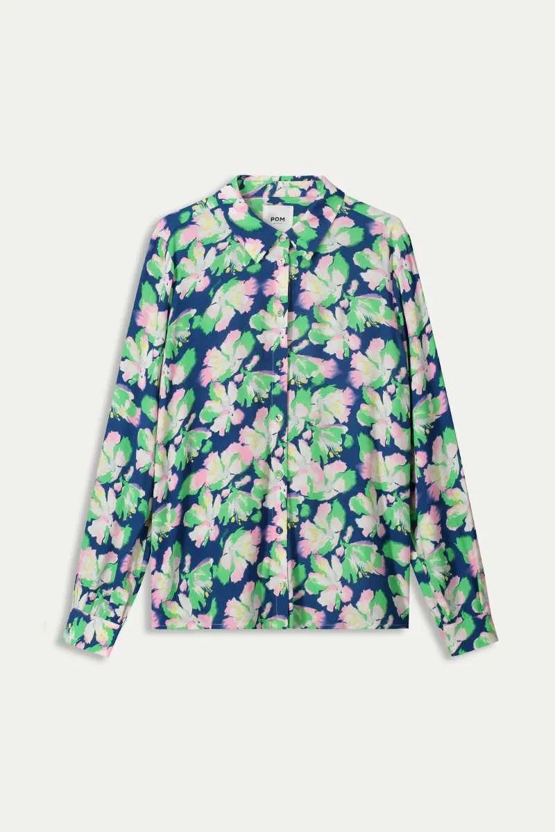 Blouse SP7725 in Mila Lilies Blue by POM Amsterdam