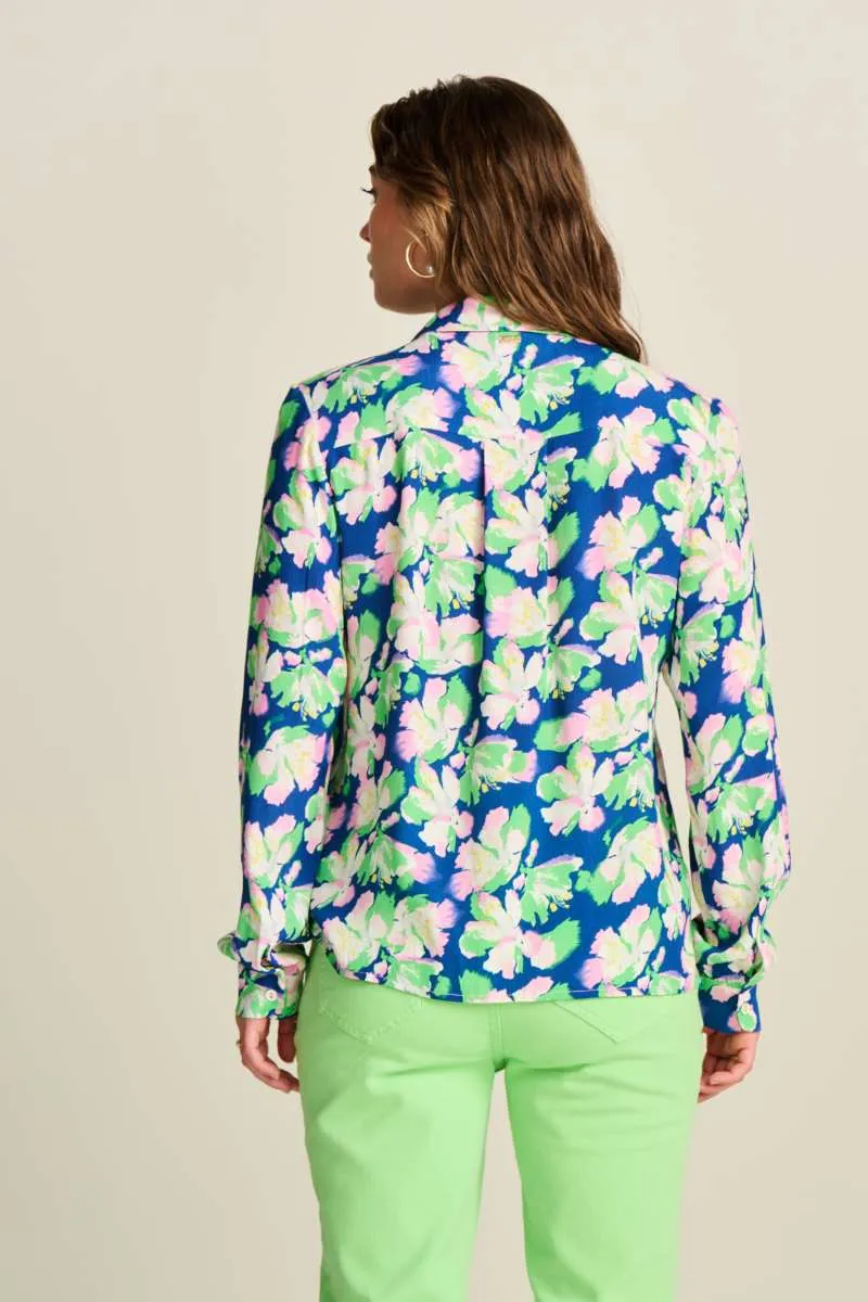 Blouse SP7725 in Mila Lilies Blue by POM Amsterdam