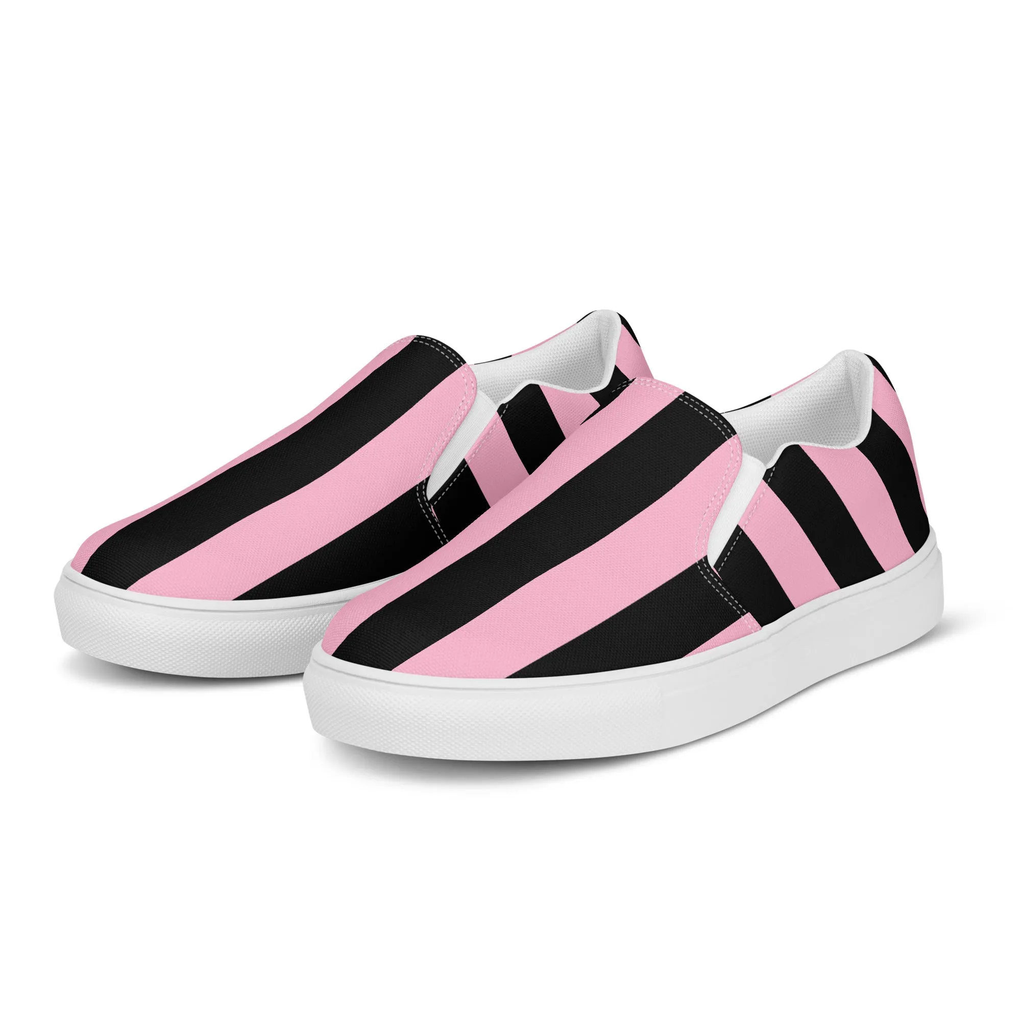 Candy Cane Mark Stripe Women’s Canvas Slip-On Flat Deck Shoe | Pinup Couture Relaxed