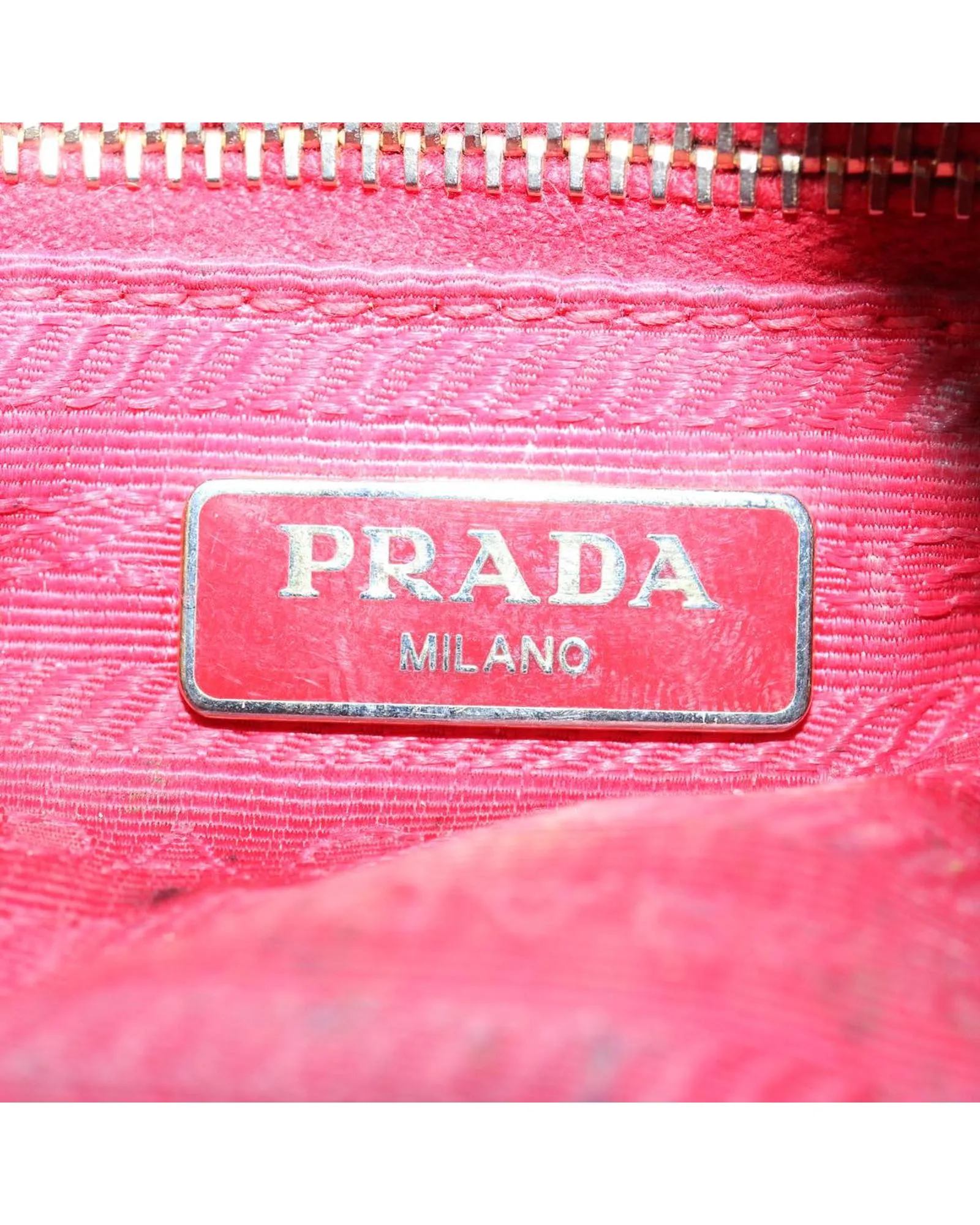 Canvas Leather Red Pink Wallet Pouch Set - Authentic PRADA