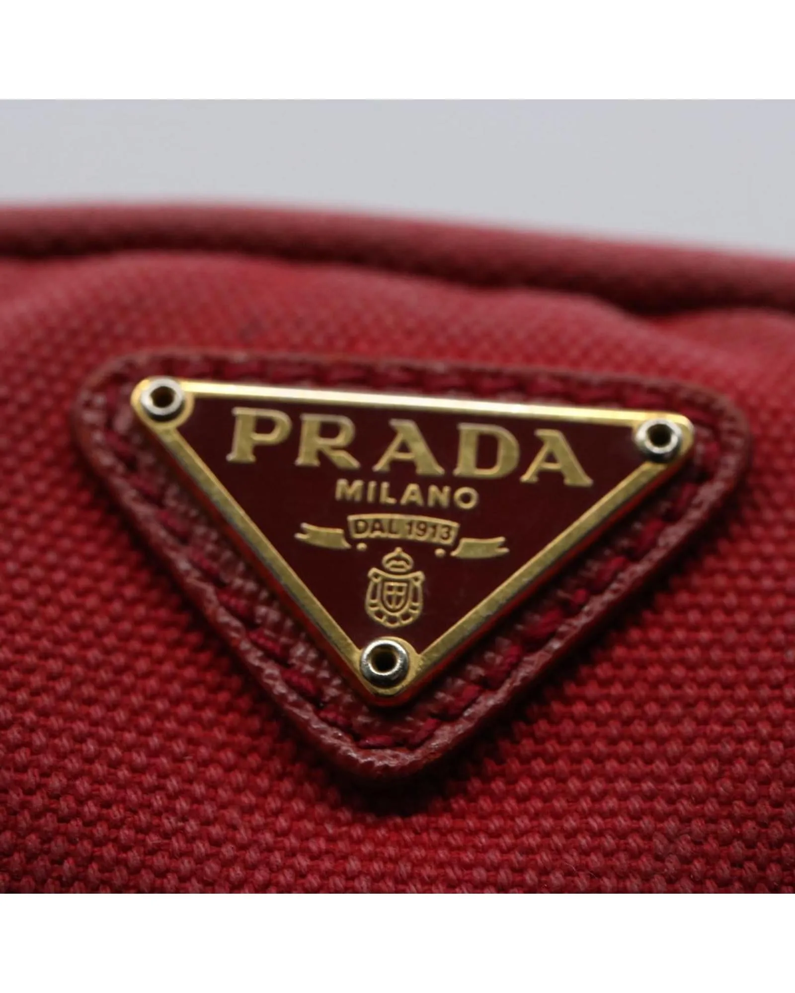 Canvas Leather Red Pink Wallet Pouch Set - Authentic PRADA