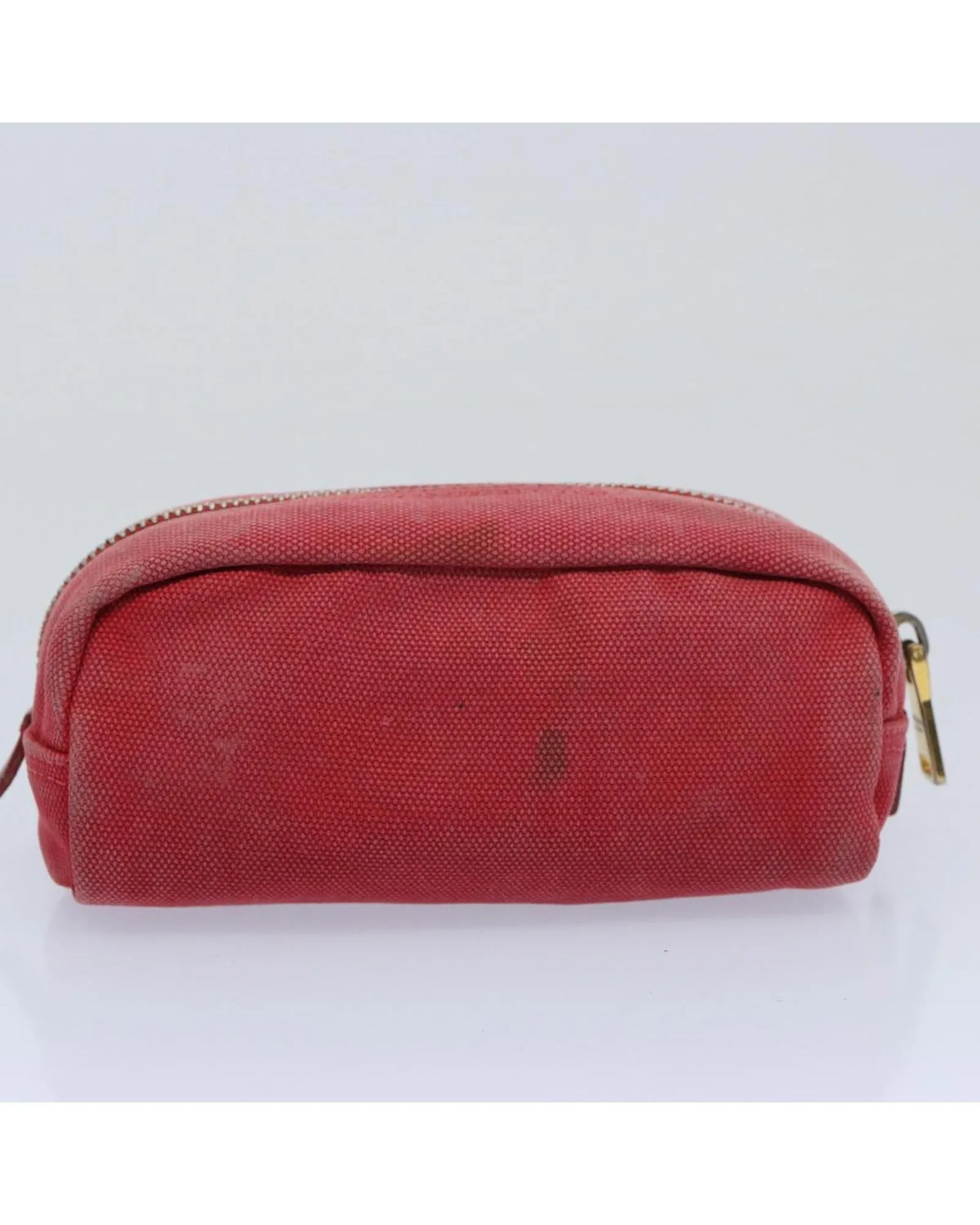 Canvas Leather Red Pink Wallet Pouch Set - Authentic PRADA