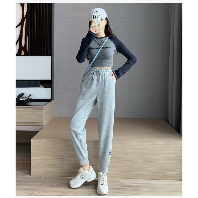 Casual Banana-Shaped Plus Sports Letter Loose Fit Sweatpants