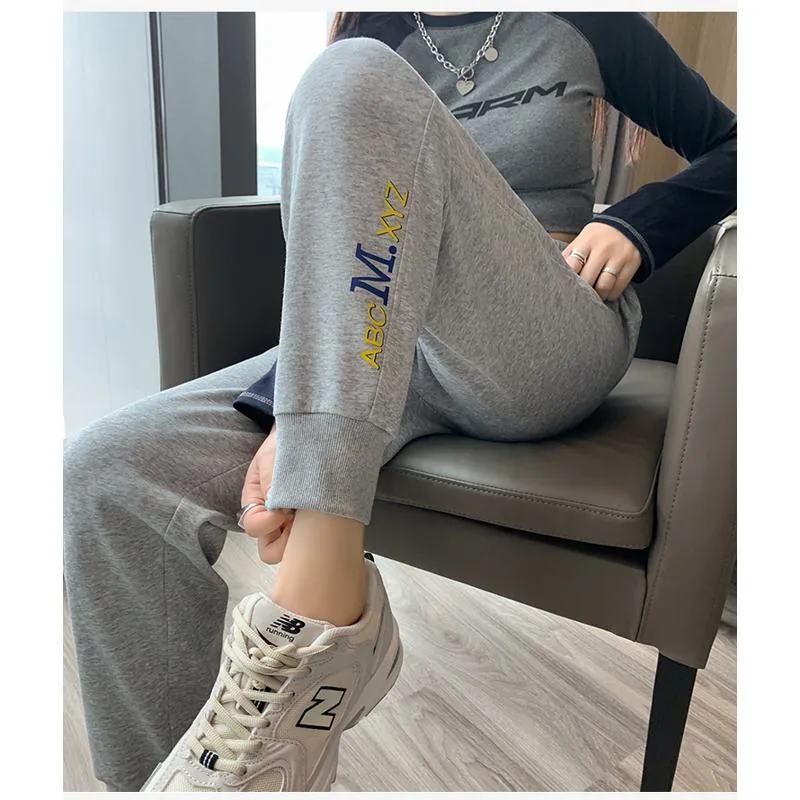 Casual Banana-Shaped Plus Sports Letter Loose Fit Sweatpants