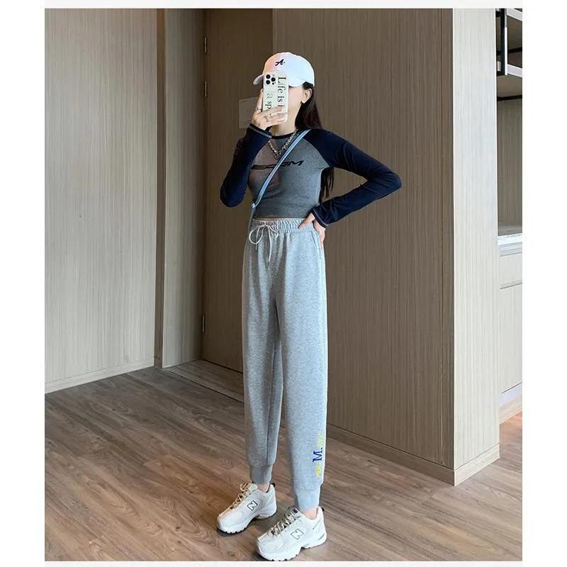 Casual Banana-Shaped Plus Sports Letter Loose Fit Sweatpants