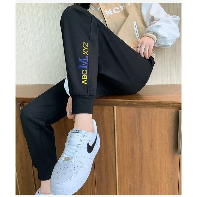 Casual Banana-Shaped Plus Sports Letter Loose Fit Sweatpants