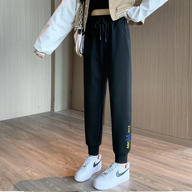 Casual Banana-Shaped Plus Sports Letter Loose Fit Sweatpants