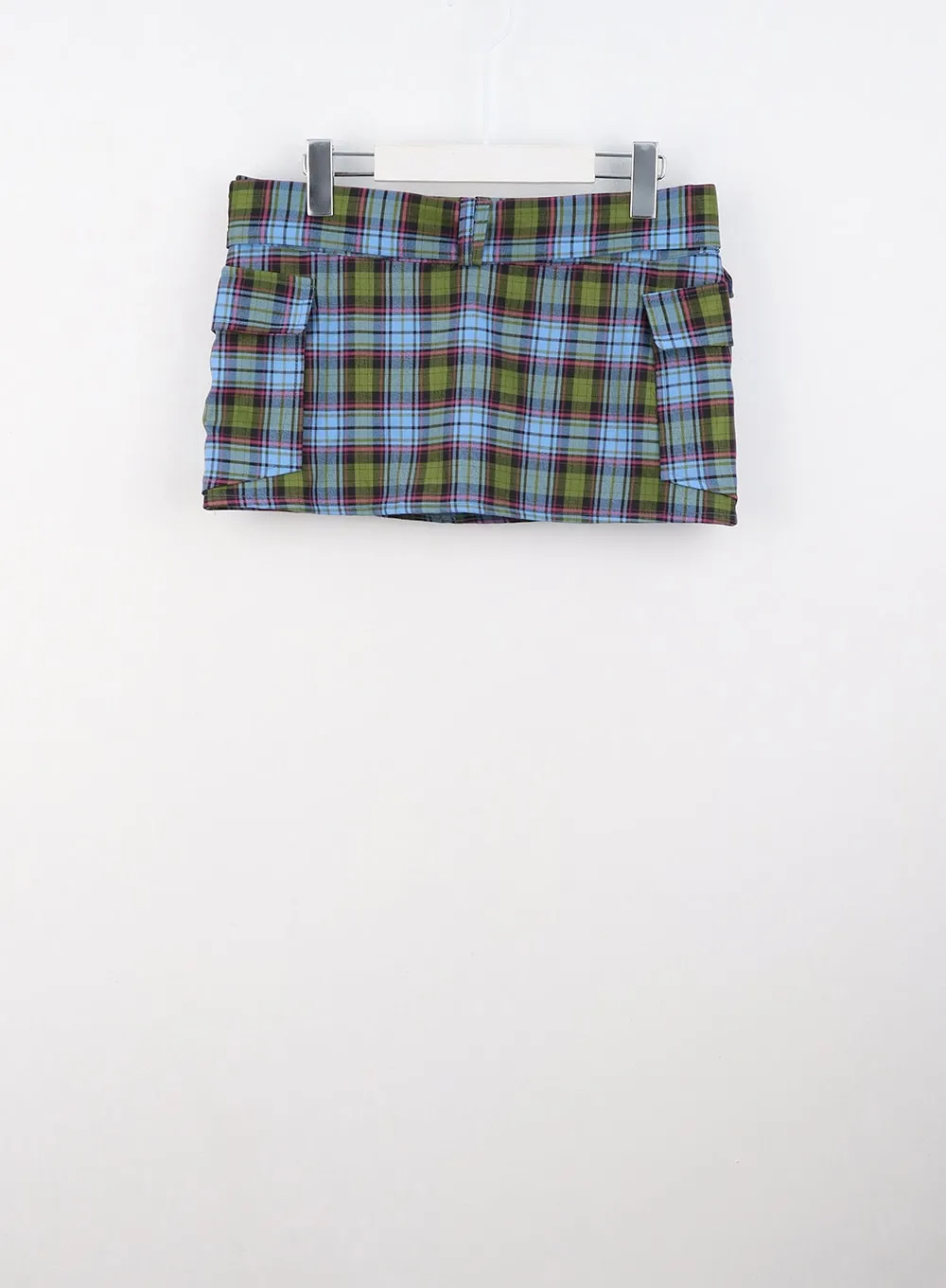 Checkered Buckle Mini Skirt IS306