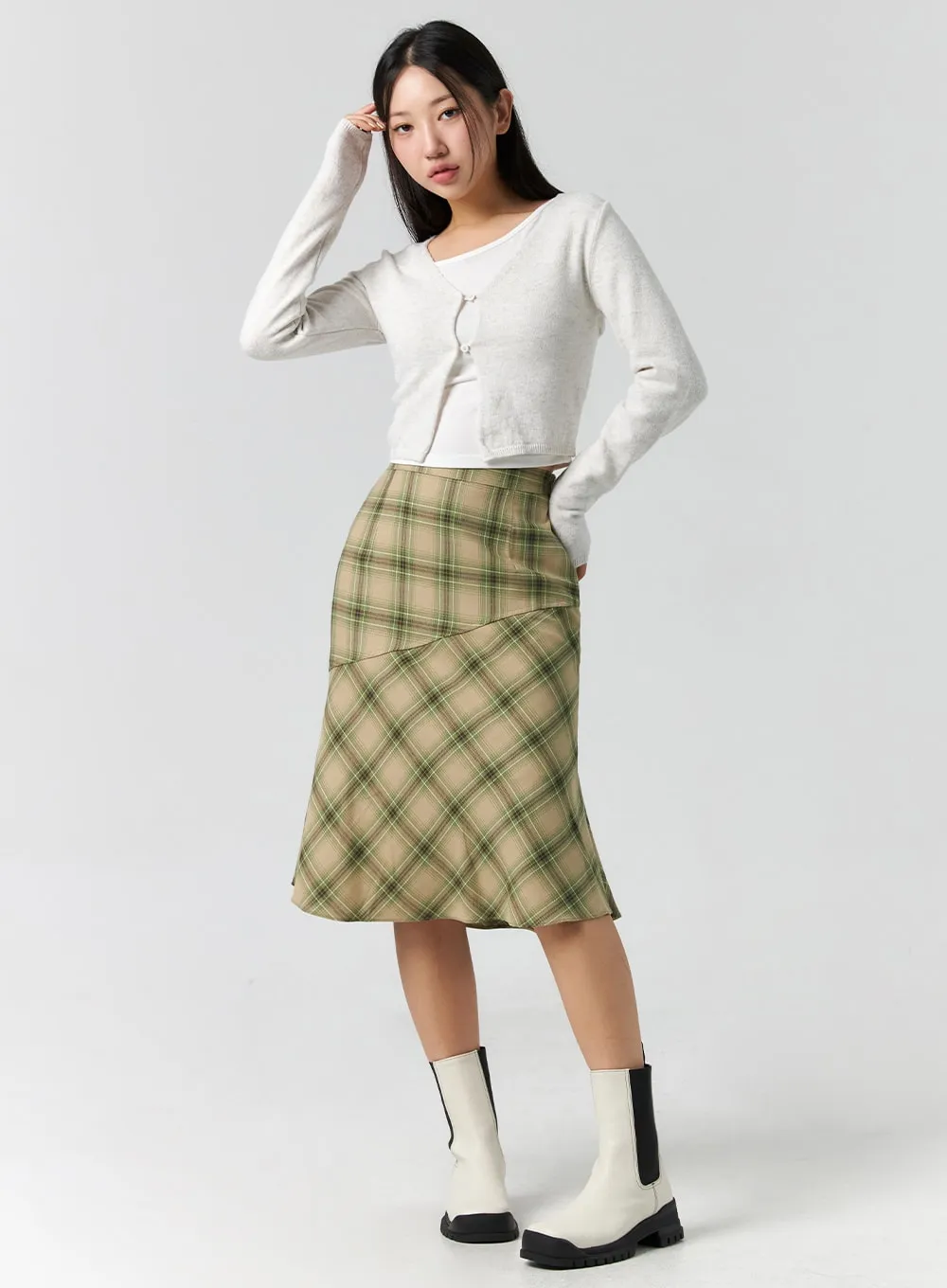 Checkered Midi Skirt CS308