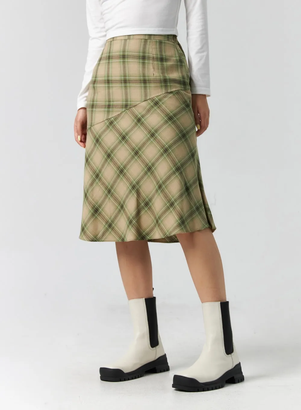 Checkered Midi Skirt CS308