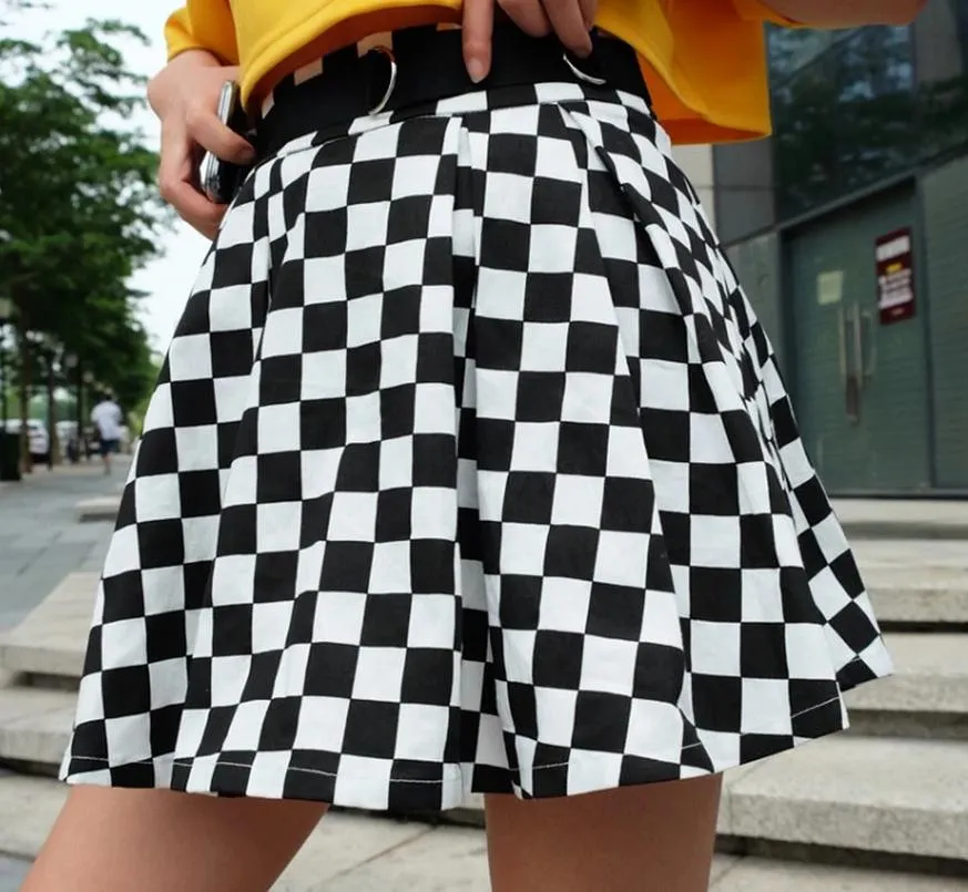 Checkered Pleated Skirt