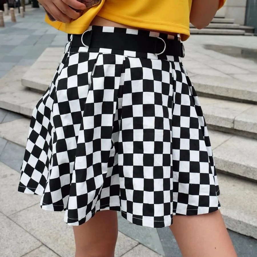 Checkered Pleated Skirt