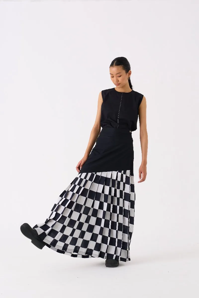 Chekered Skirt Co ord Set of 2 Black