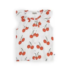 Cherry Sleeveless Blouse - 2 Left Size 4-6 & 6-8 years