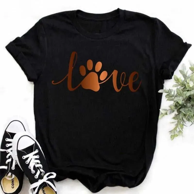 Christmas Dog Paws T-Shirt - Cute Cartoon Print, Comfortable Fit