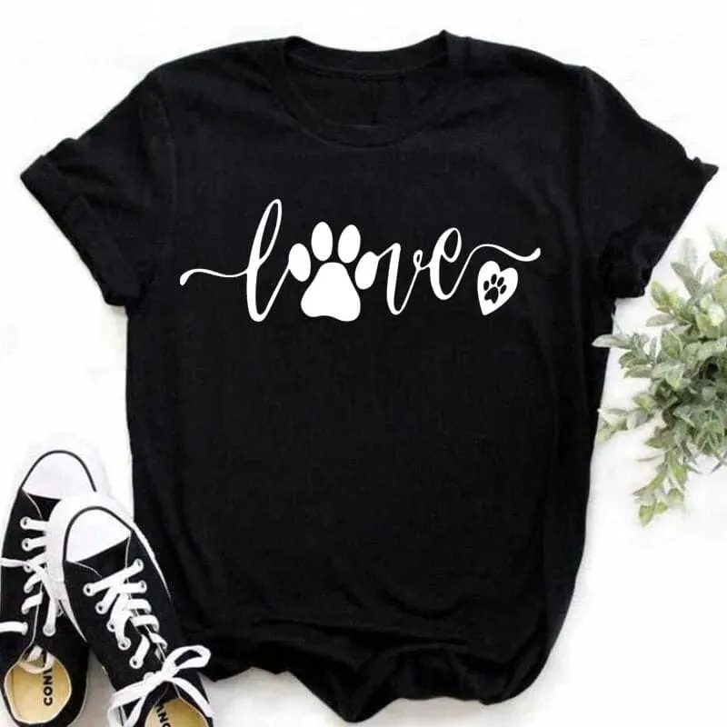 Christmas Dog Paws T-Shirt - Cute Cartoon Print, Comfortable Fit