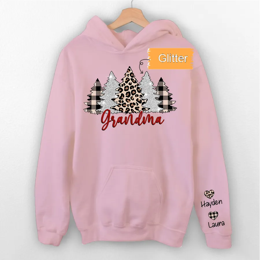 Christmas Trees With Lights Grandma Shirt, Christmas Hoodie, Glitter Hoodie