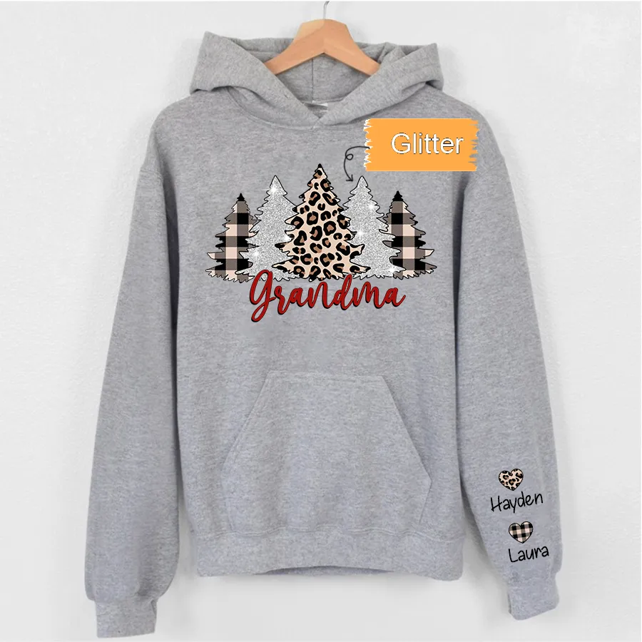 Christmas Trees With Lights Grandma Shirt, Christmas Hoodie, Glitter Hoodie