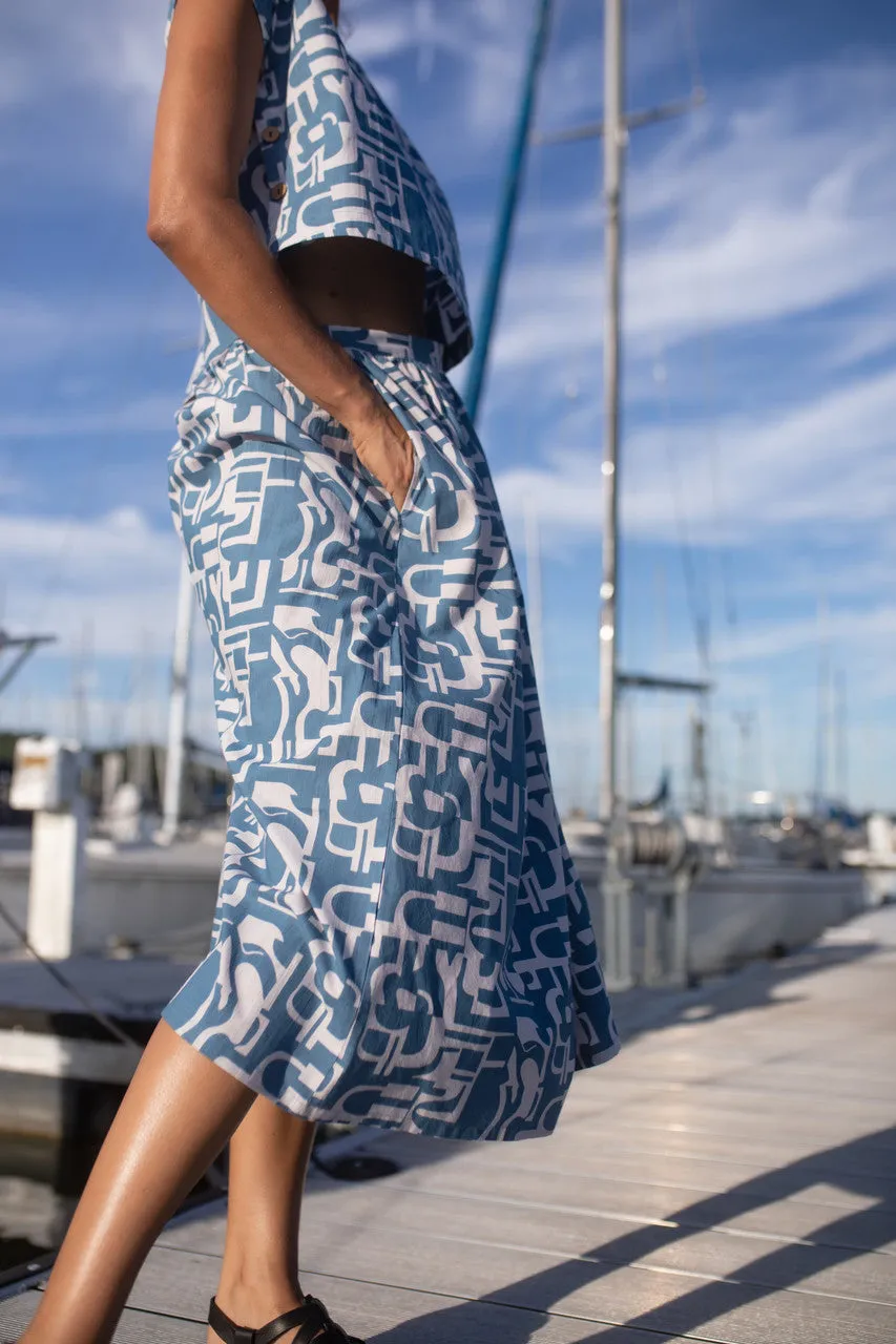 Claudia Skirt Set in Blue Geo Print - XXL Skirt