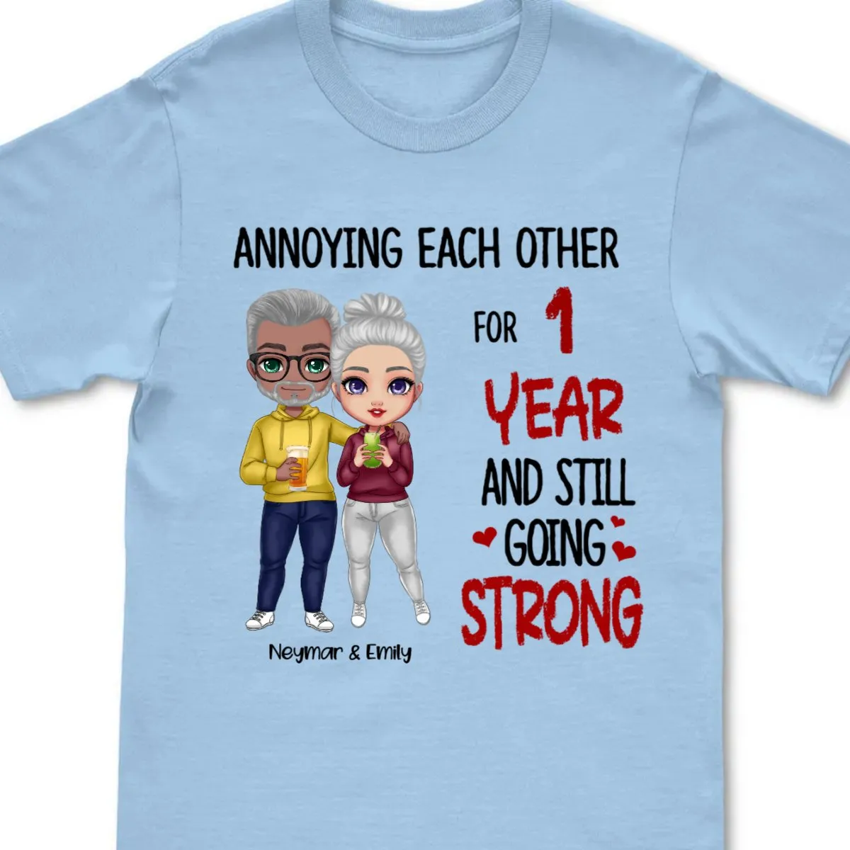 Couple - Annoying Each Other - Personalized T-shirt - Gift For Husband Wife - Cartoon Couple