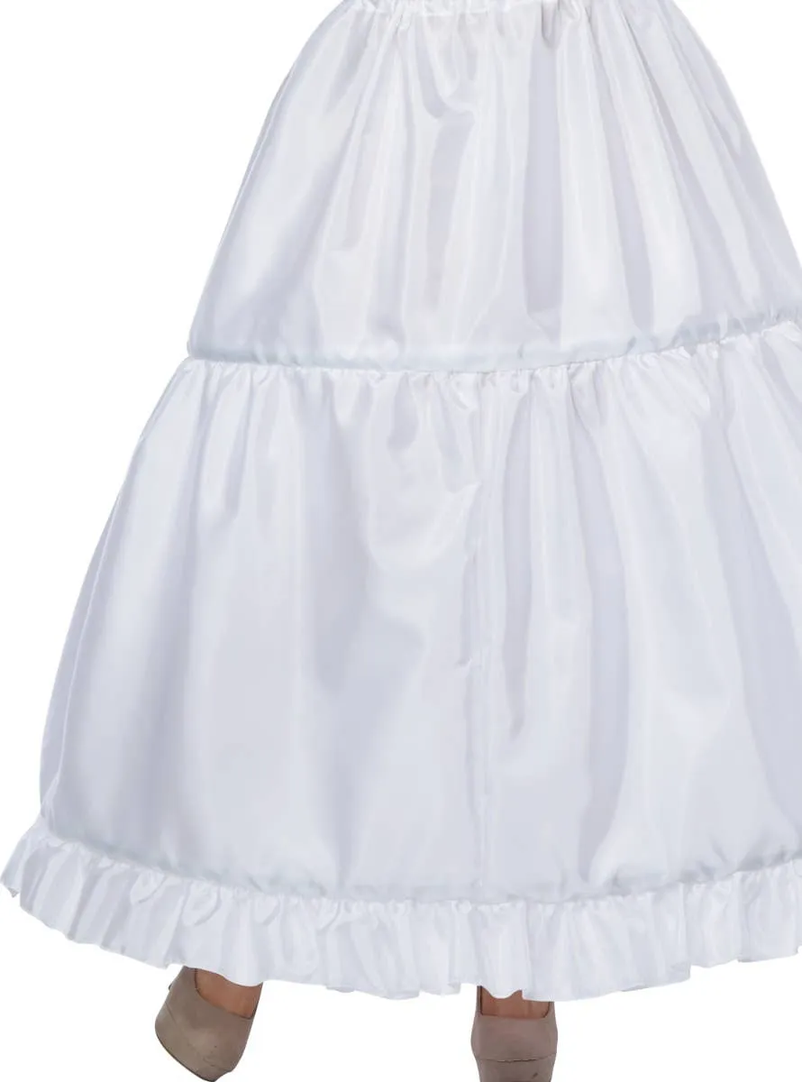 Deluxe Full Length Womens White Adjustable Hoop Skirt