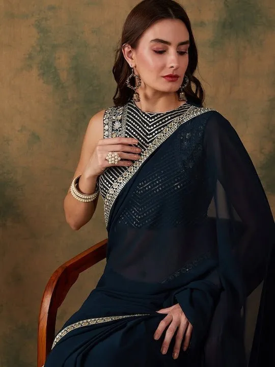 Embroidered Bordered Saree