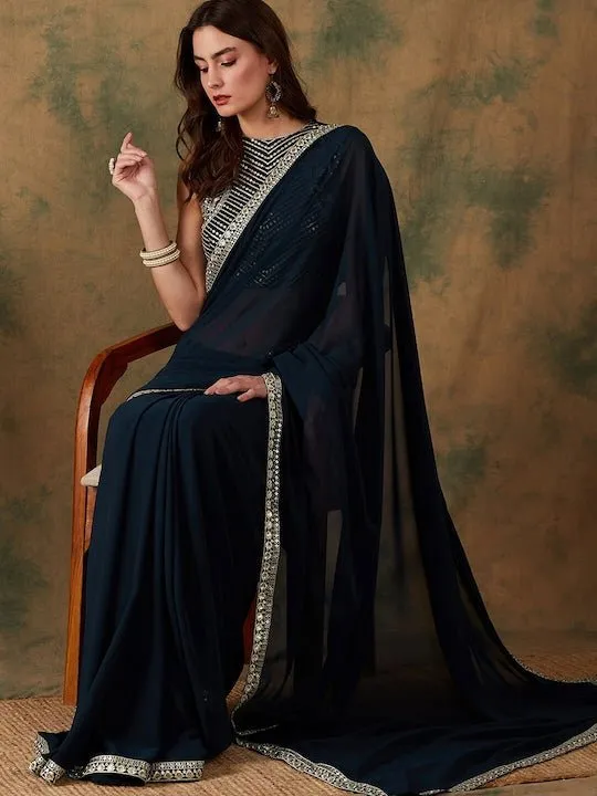 Embroidered Bordered Saree