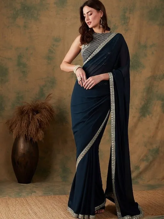 Embroidered Bordered Saree