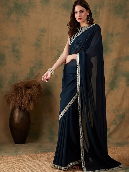 Embroidered Bordered Saree