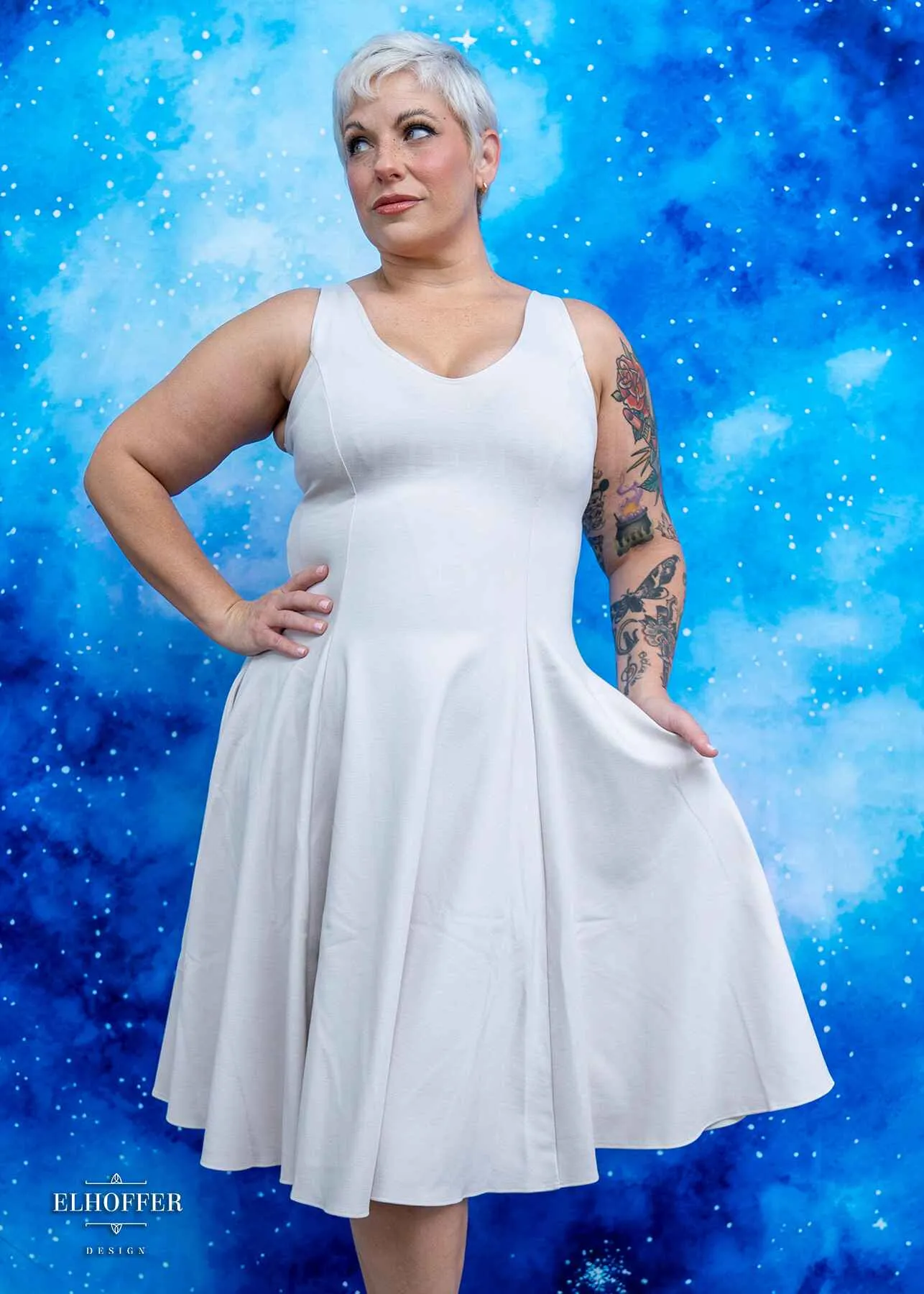 Essential Virgo Dress - Arctic White Ponte