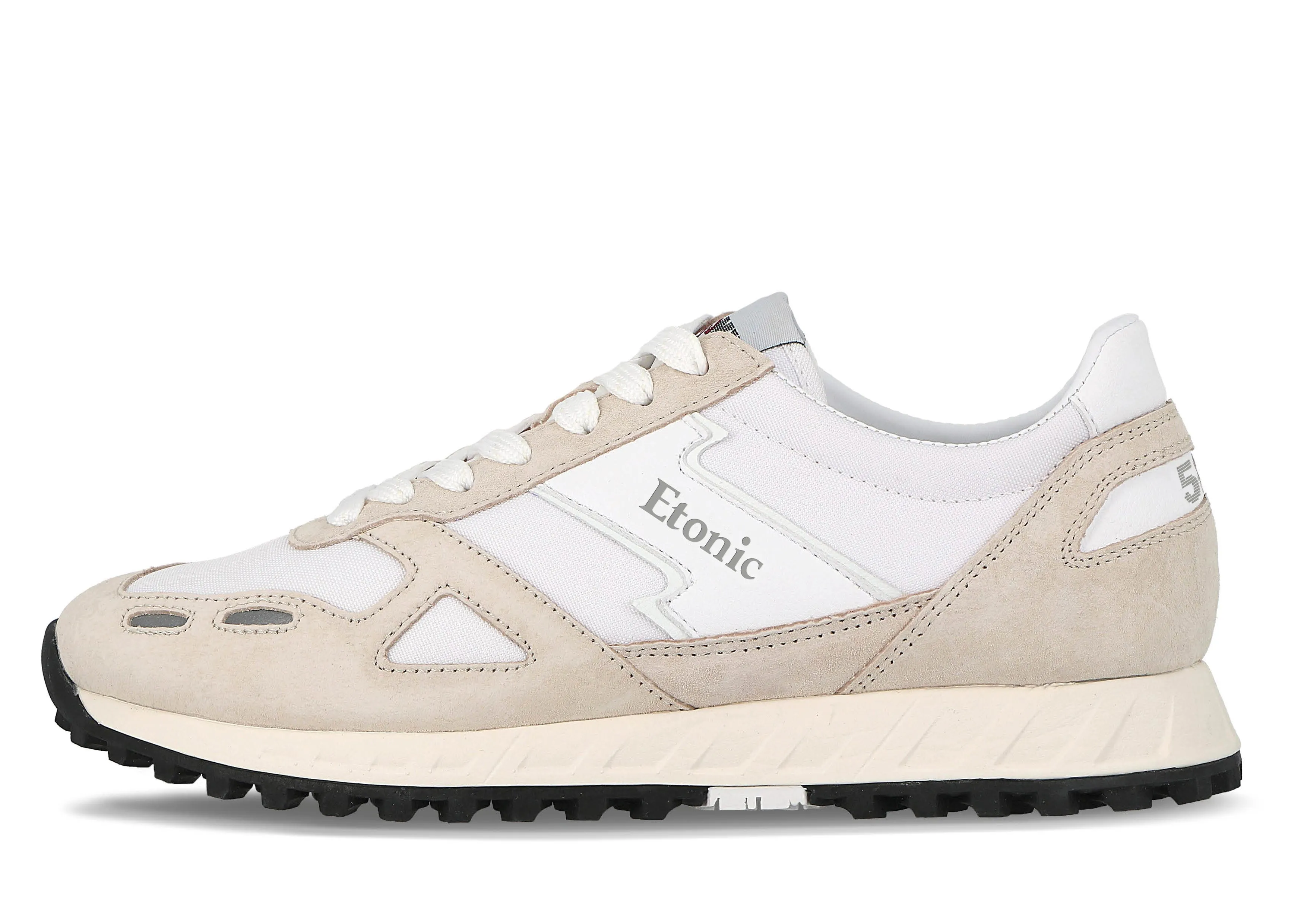 Etonic PR538 runners in beige suede and white canvas upper