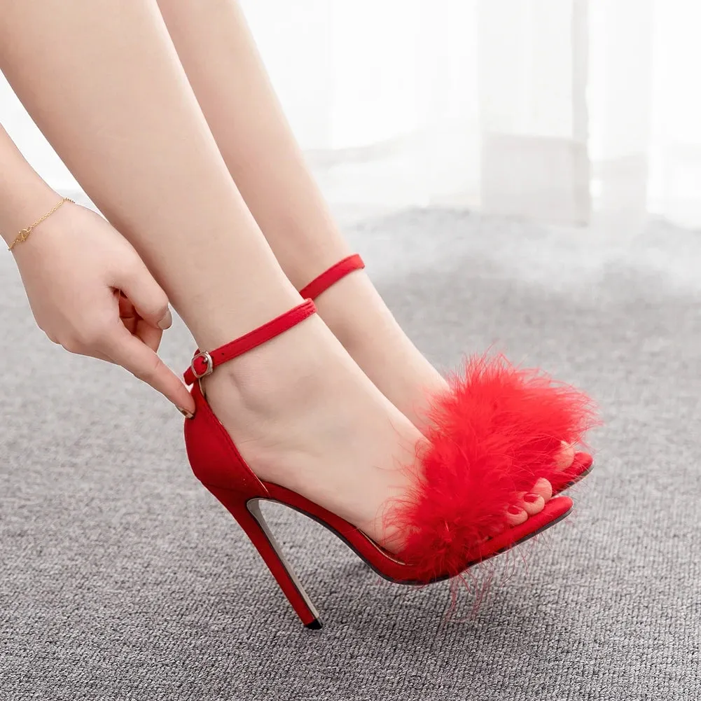 Felicia Fluffy High Heel Sandals