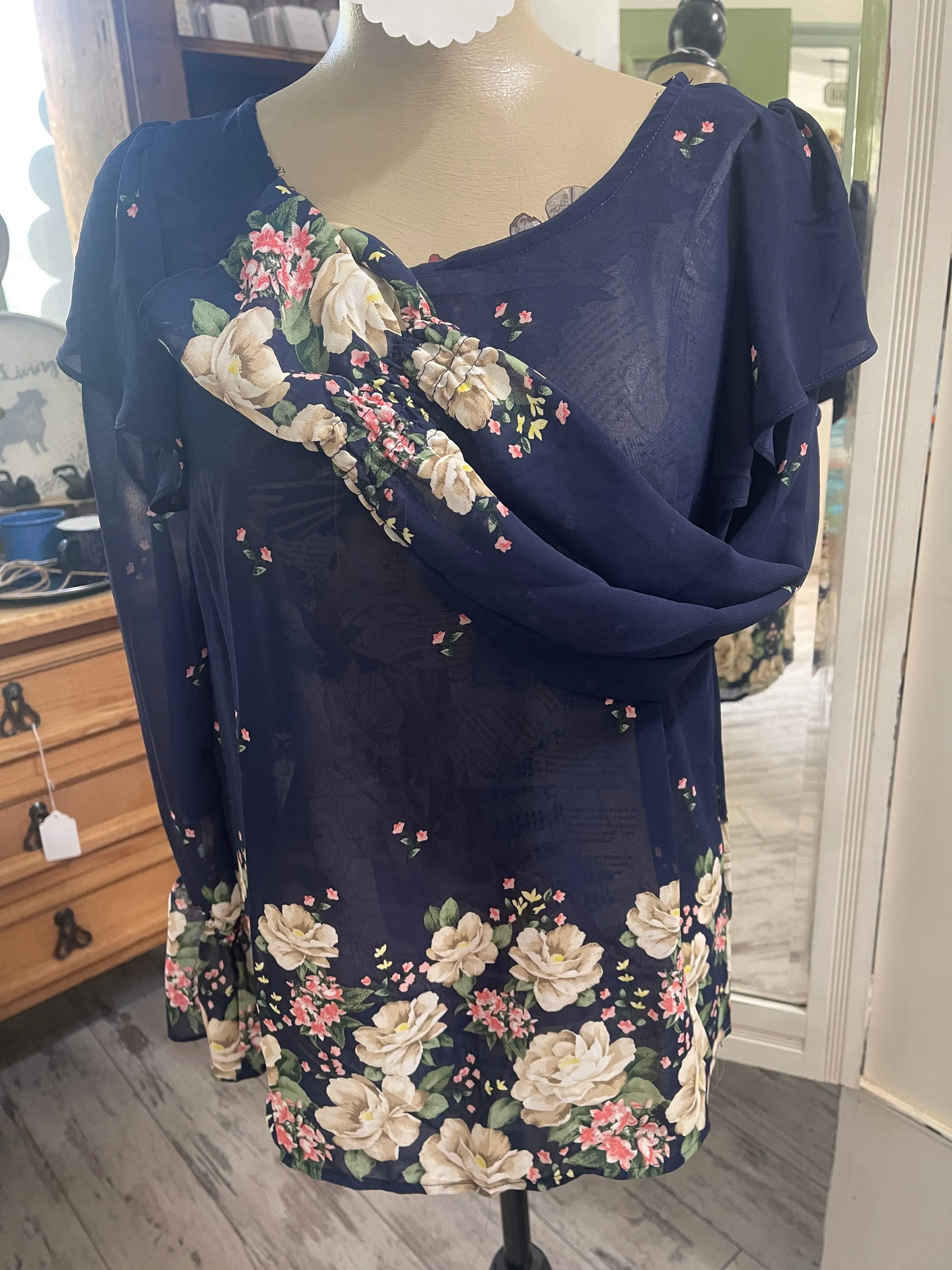 Floral Bell Sleeves Blouse- SIZE SMALL