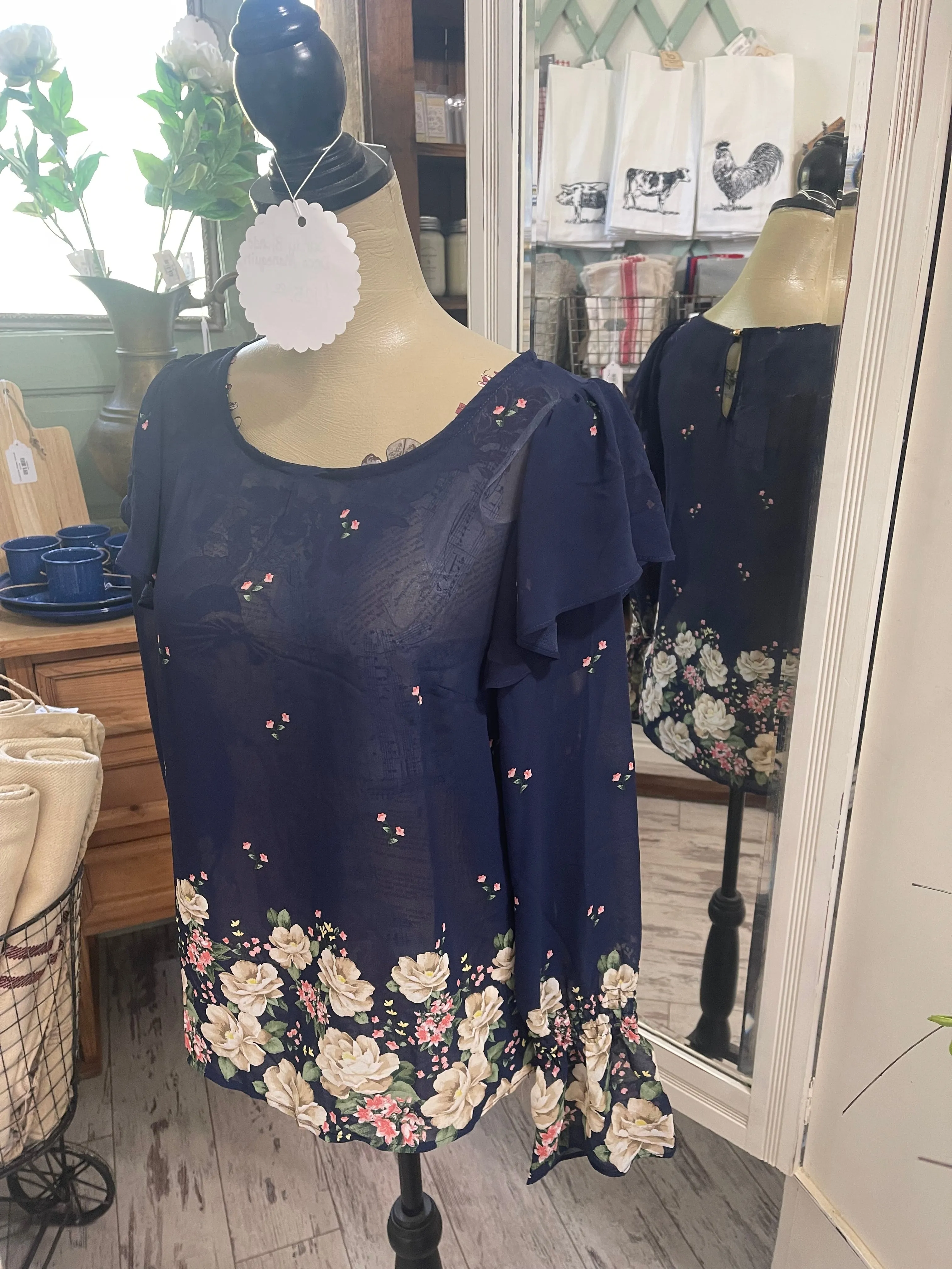 Floral Bell Sleeves Blouse- SIZE SMALL