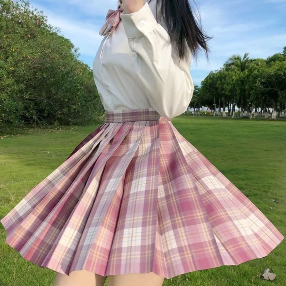 Girls Anime Theme Checkered Skirt