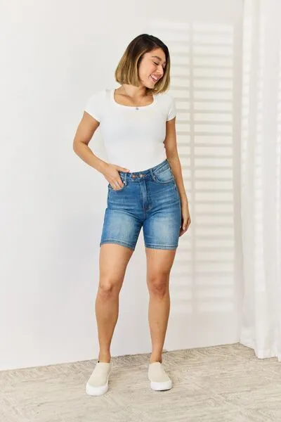 Haven Double Button Bermuda Denim Shorts