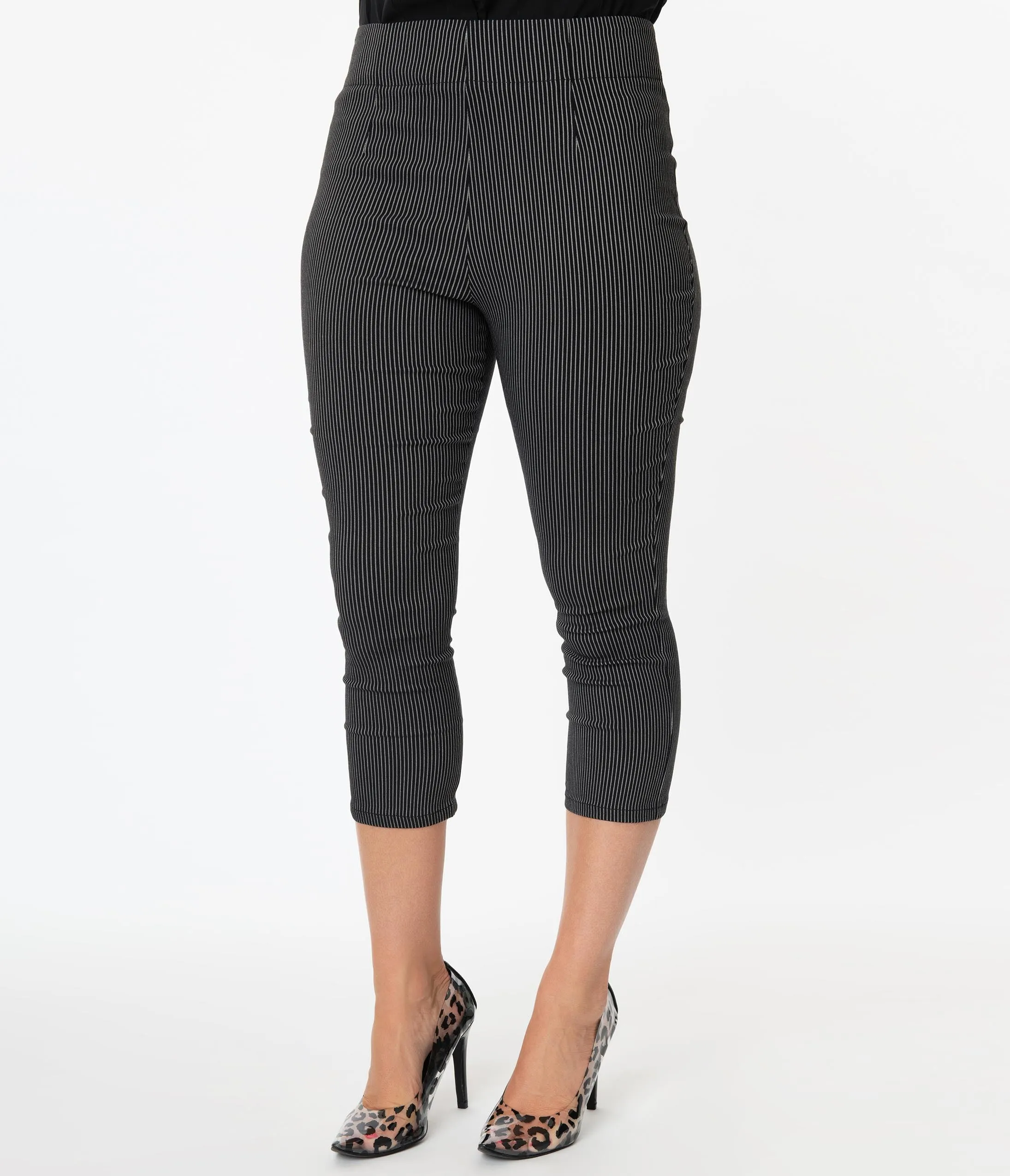 Hell Bunny Black Pin Stripe Jack Capri Pants