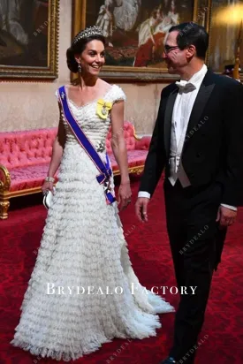 Kate Middleton White Tiered Evening Dress Trump state banquet 2019