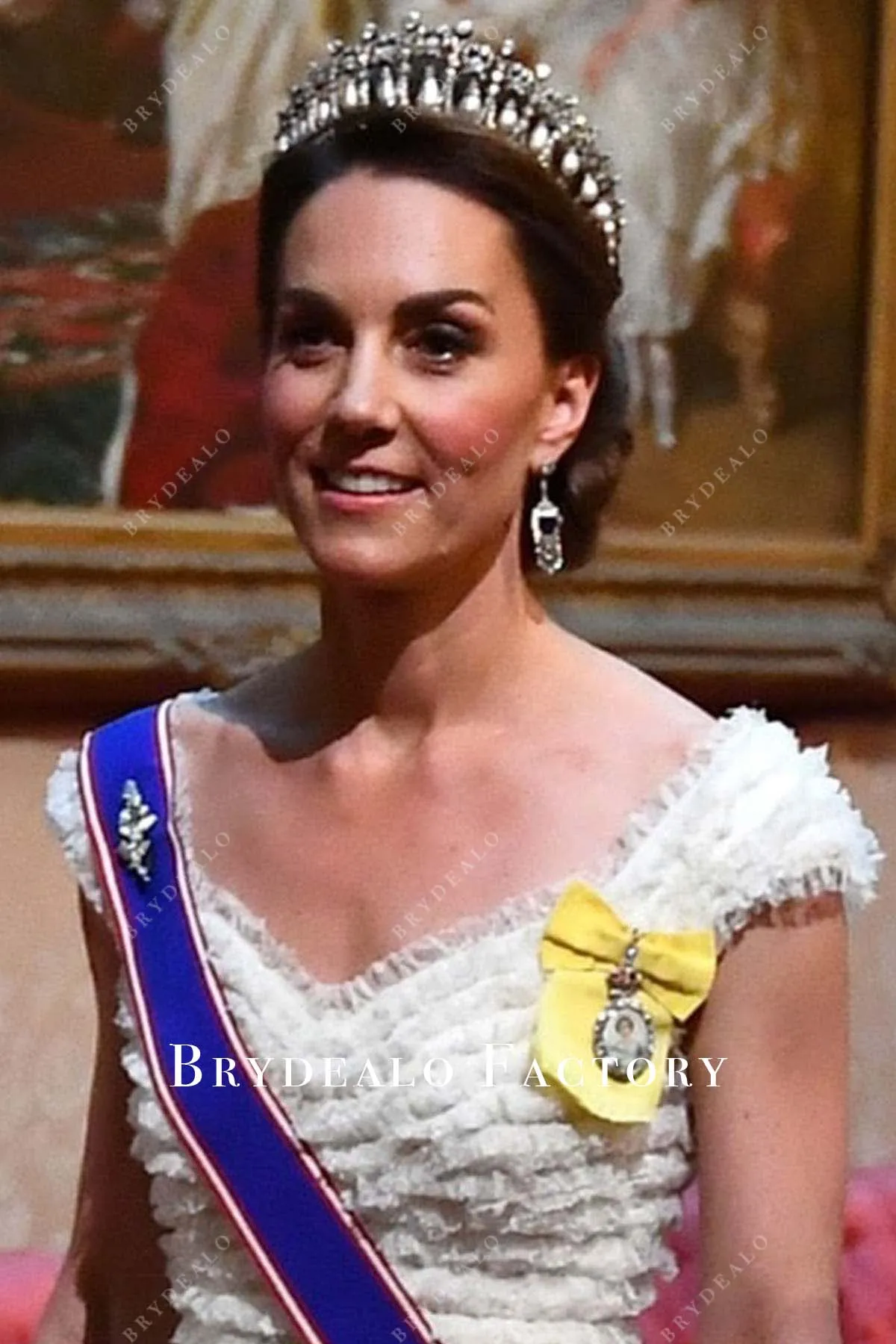 Kate Middleton White Tiered Evening Dress Trump state banquet 2019